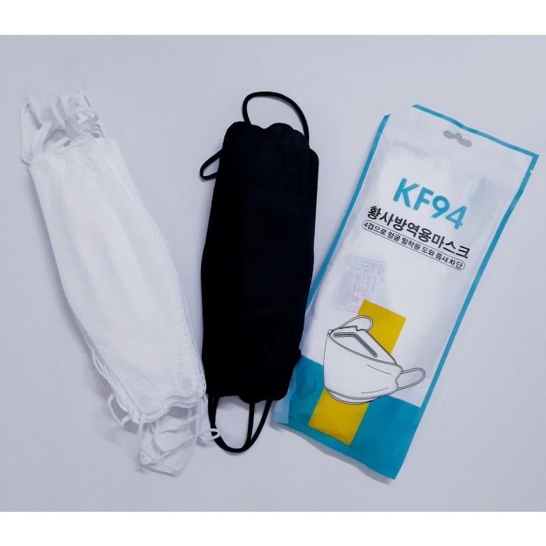 Set 10 khẩu trang KF94 xuất Hàn chống bụi mịn PM2.5 hai màu đen trắng.