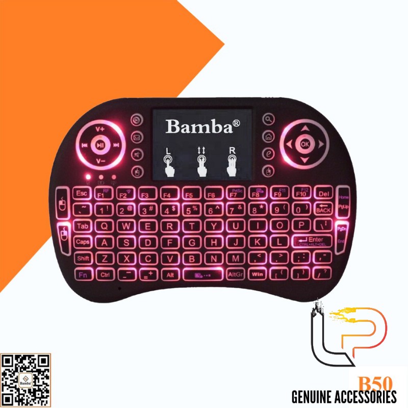 Bàn phím mini không dây BAMBA B50 có LED cho android box, laptop - KEYBOARD MOUSE TOUCHPAD MINI LED BAMBA B50