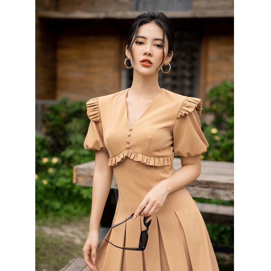 Váy nữ, Đầm nữ Kiera Xếp Ly Tay Bồng Cao Cấp  ÉLODIE