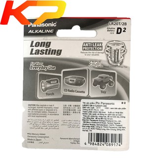 2 vỉ pin panasonic alkaline Đại LR20T/2B ( vỉ 2 viên )