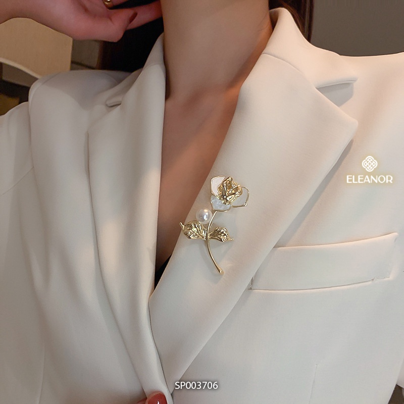 Ghim cài áo nam nữ Eleanor Accessories hình hoa ngọc trai nhân tạo phụ kiện thời trang 3706