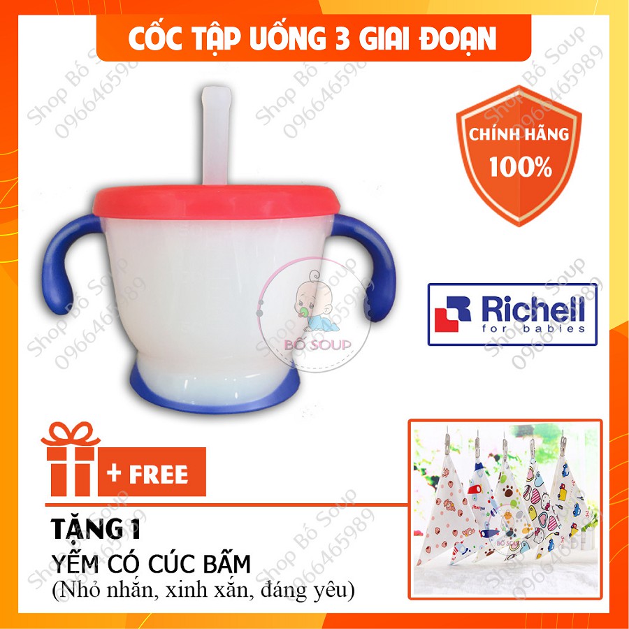 Cốc Tập Uống 3 Giai Đoạn Richell Chính Hãng