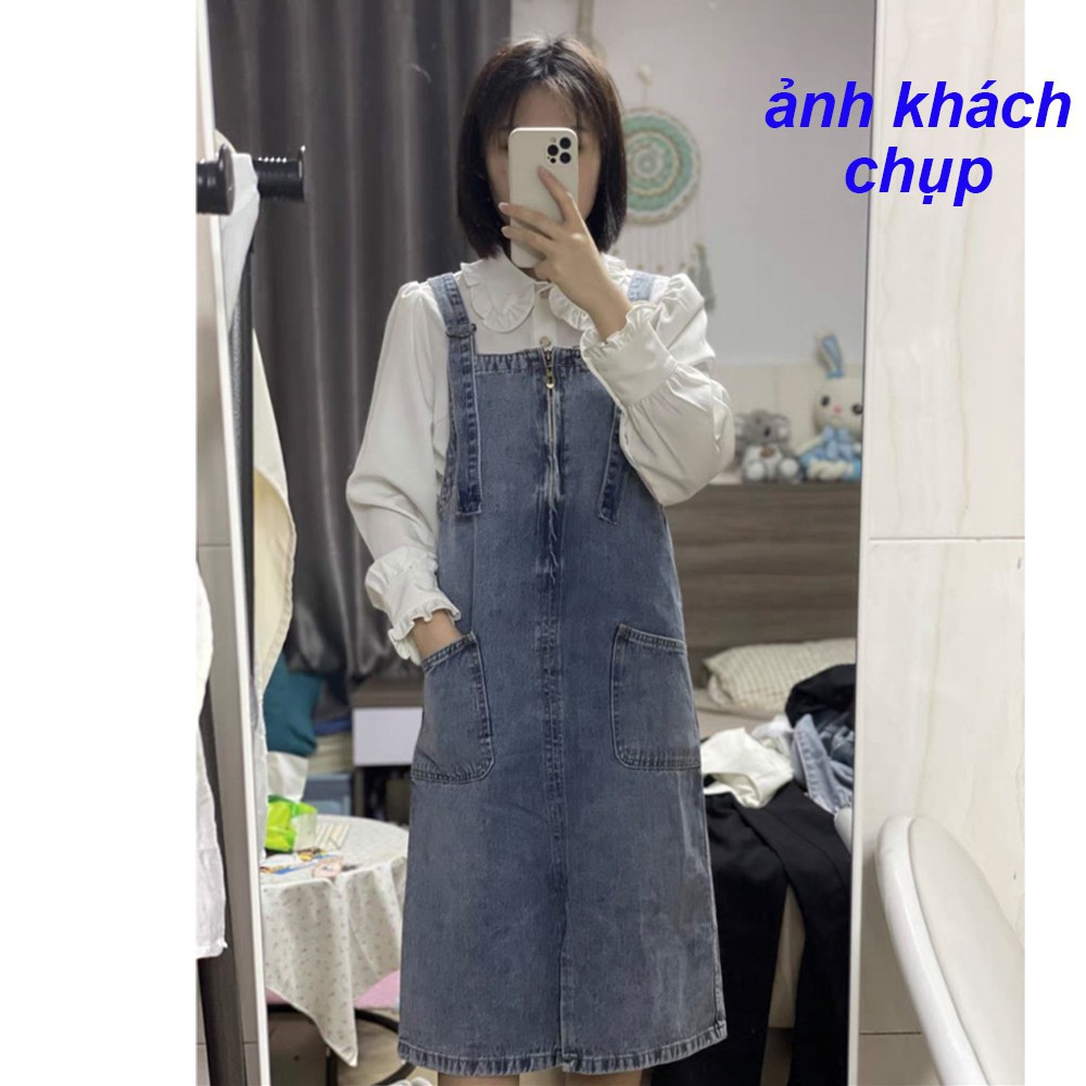 Yếm váy jean HANOIJEAN - Váy yếm dài dây kéo ulzzang yếm phong cách Hàn Quốc YJ014 | BigBuy360 - bigbuy360.vn