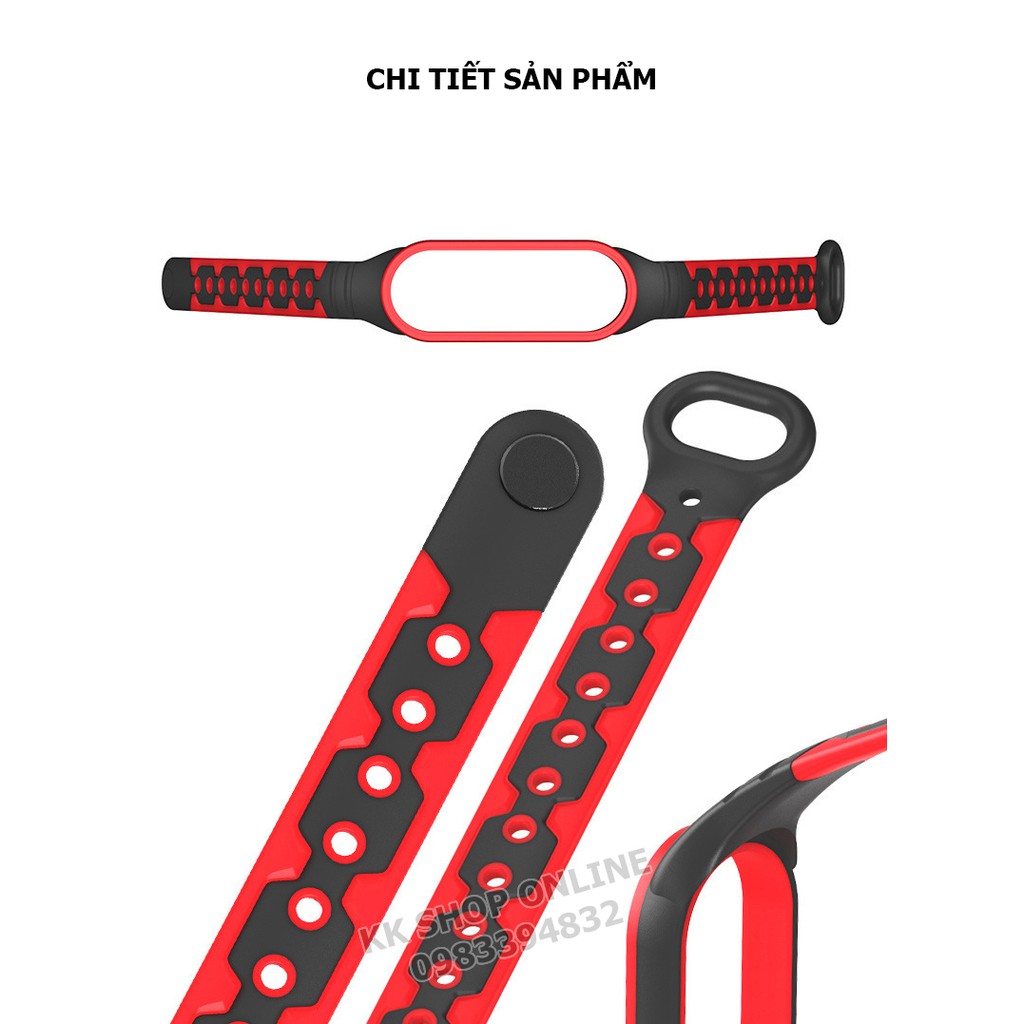 Dây đeo miband cao su thể thao phối màu cho Xiaomi Miband 3 4 5 6