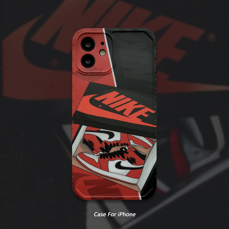 Ốp Điện Thoại Mềm In Hình Giày Sneaker Màu Đỏ Đen Cho iPhone 14 / 13 / 12 Pro MAX / 11 / 14 Pro / 13 Pro MAX