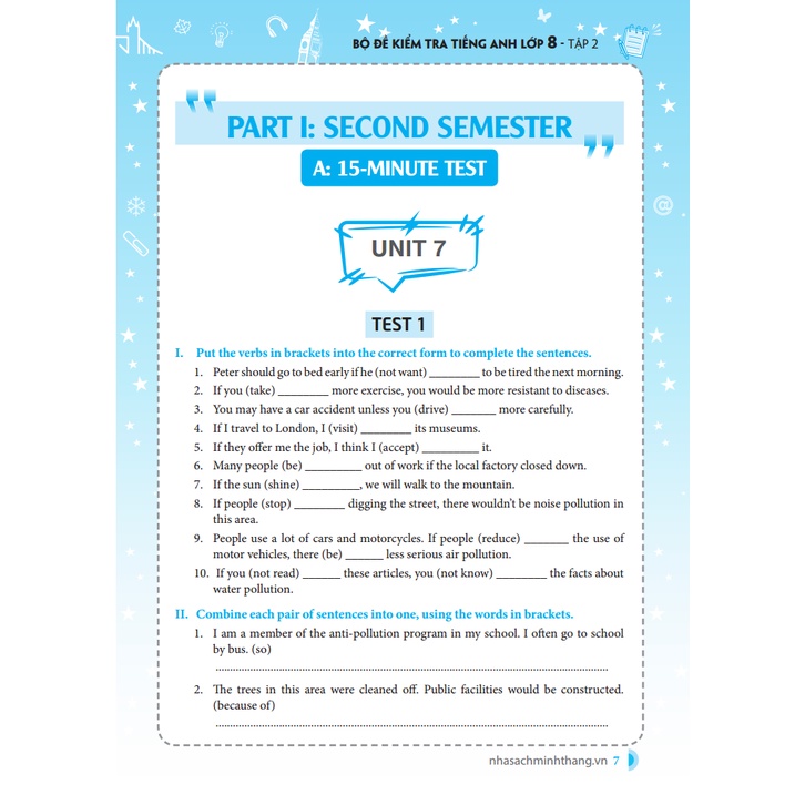 Sách - Bộ đề kiểm tra tiếng Anh lớp 8 tập 2 - Có đáp án