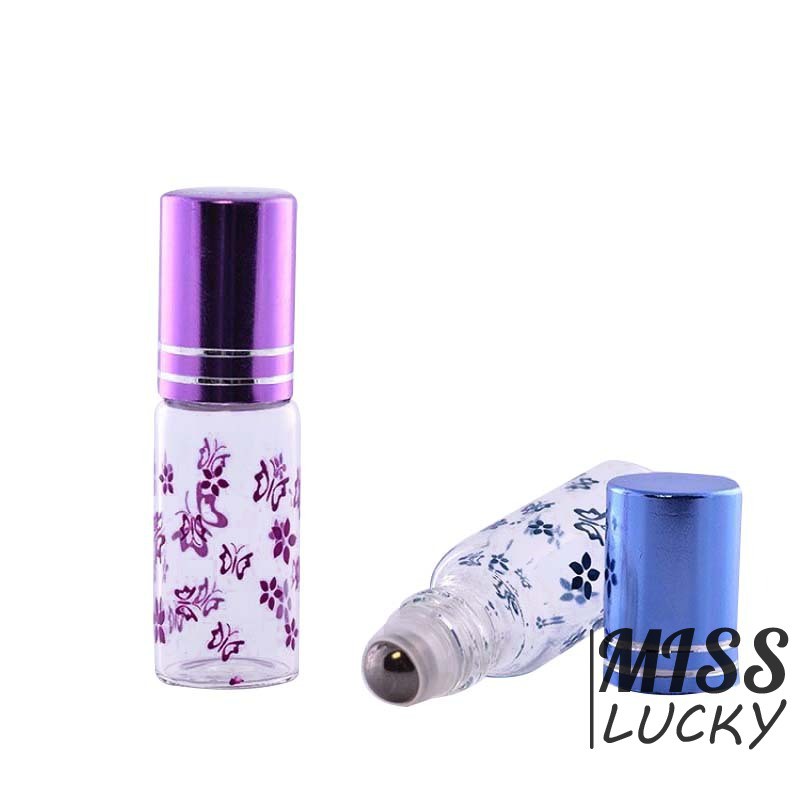 Chai đựng tinh dầu dung tích 5ml chất liệu thép không gỉ và thủy tinh họa tiết bướm xinh xắn