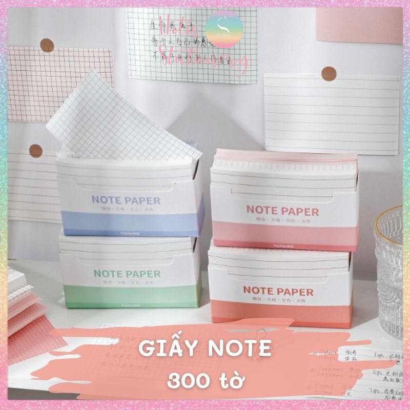 [HOTIS] Giấy ghi chú MaiMao, giấy note màu 4 kiểu - Hộp 300 tờ - Kích thước 12.4x7.6x3.8cm