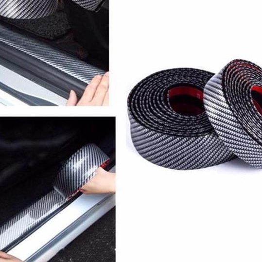 Cuộn nẹp cao su vân Carbon 5D dán chống trầy cốp xe, bậc bước chân Ô tô, xe hơi - dài 1m