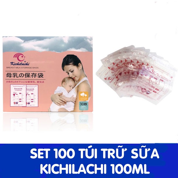 Set 2 hộp túi trữ sữa kichilachi 100ml