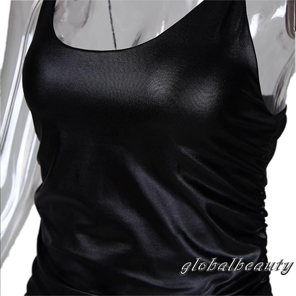 Đầm Da Ôm Body Không Tay Quyến Rũ