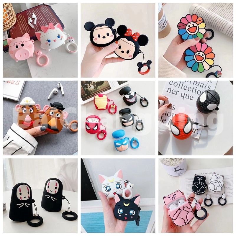 Vỏ bảo vệ hộp sạc tai nghe thích hợp cho Airpods 1 / 2 hình hoạt hình 3D đáng yêu