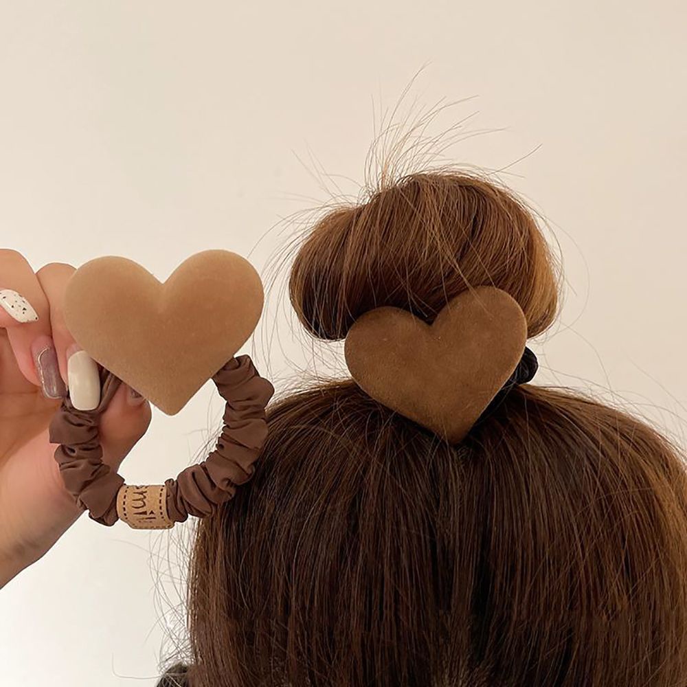 Dây buộc tóc đuôi ngựa co giãn hình trái tim phong cách Hàn Quốc cổ điển cho nữ