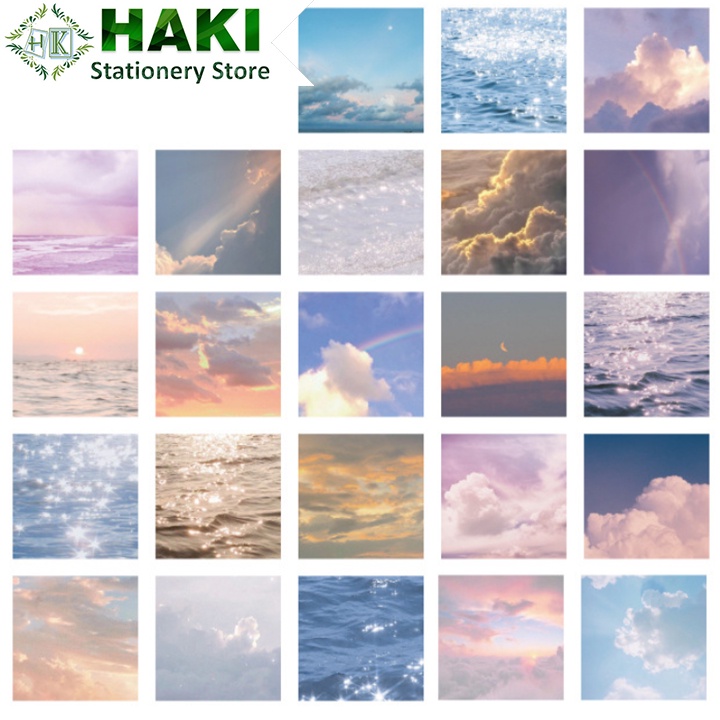 Nhãn dán sticker HAKI 46 hình dán cute trang trí sổ hình bầu trời giá rẻ ST29
