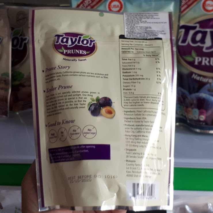 Mận sấy khô không đường Taylor Mỹ (150k / bịch 250gr)