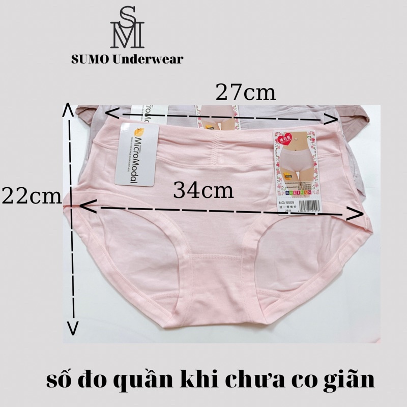 Quần lót cotton cạp cao, ôm mông. Phom 45-60kg vòng mông 85-95cm. SUMO Underwear -333