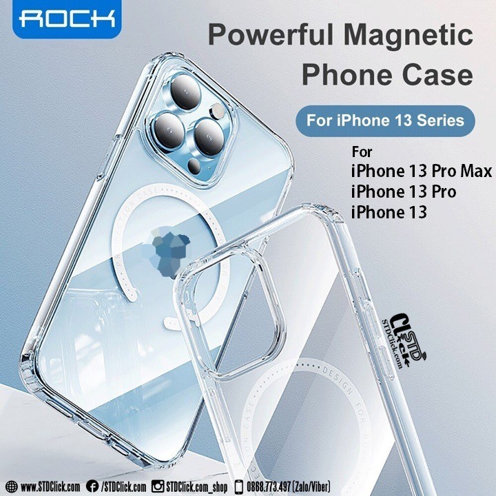 ỐP LƯNG IPHONE 13 PRO MAX - 13 PRO - 13 ROCK PURE hỗ trợ sạc không dây LƯNG CỨNG TRONG VIỀN DẺO CHÍNH HÃNG