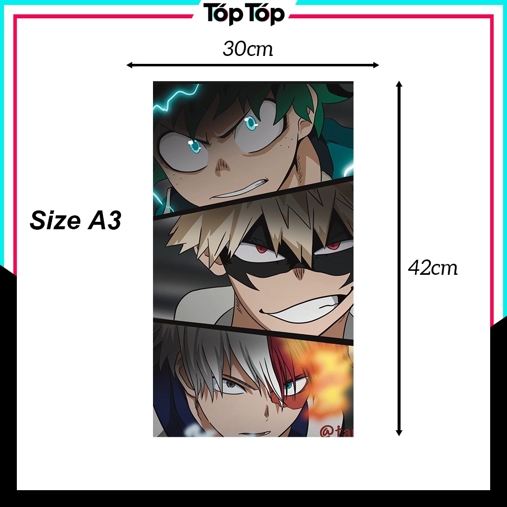 Poster anime My Hero Academy, tranh dán tường áp phích manga wall decor góc học tập MHA
