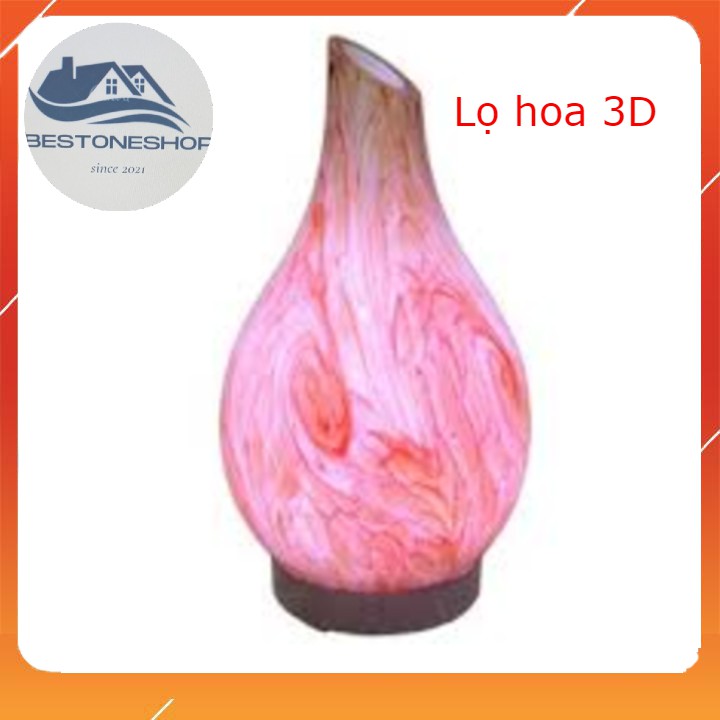 Máy khuếch tán tinh dầu lọ hoa 3D thủy tinh nhiều mẫu siêu đẹp họa tiết sang trọng phun liên tục 8 tiếng