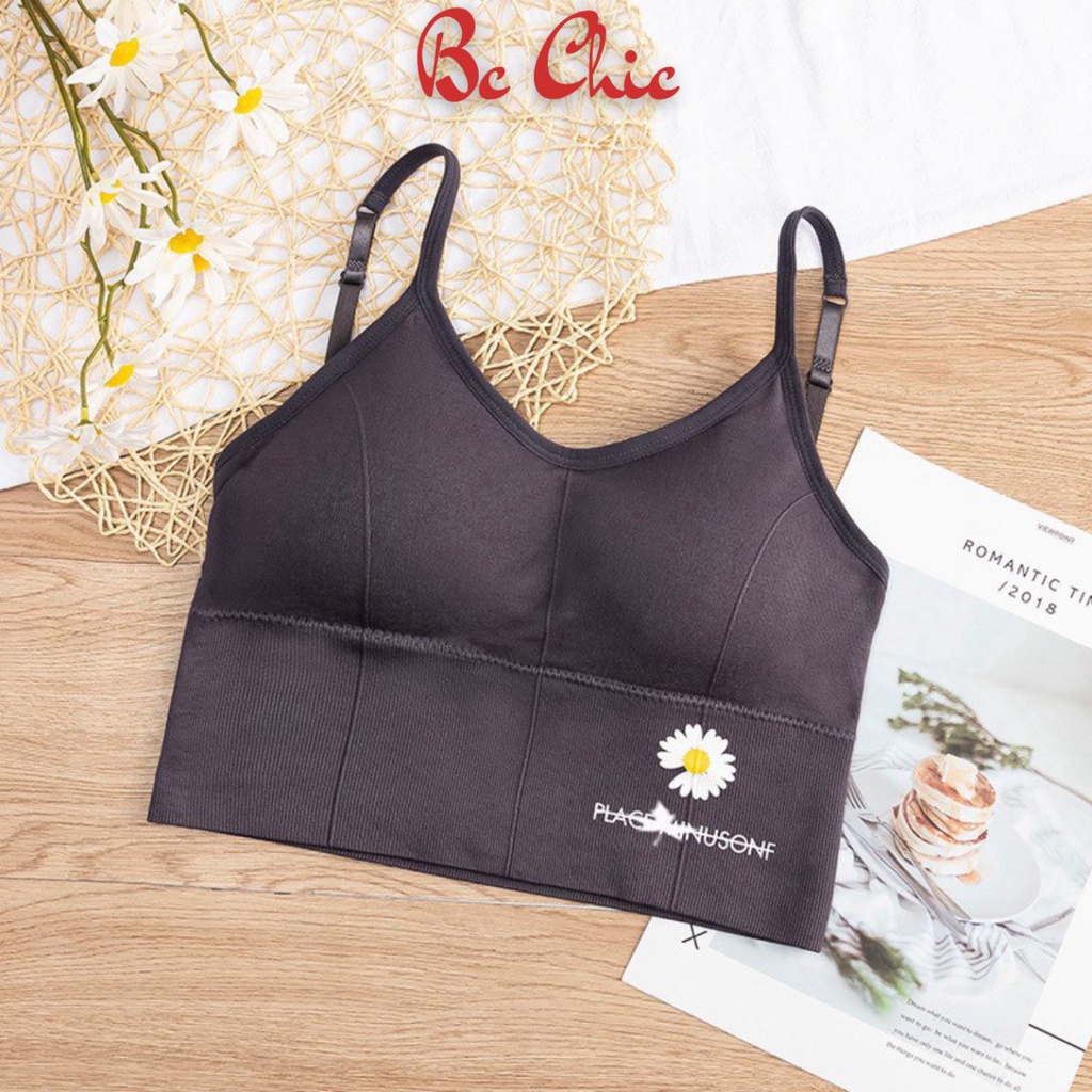 Áo Bra Nữ , Áo Lót Nữ gân tăm họa tiết hoa cúc tôn vòng một gợi cảm mã Bra B606 BC_CHIC LINGERIE
