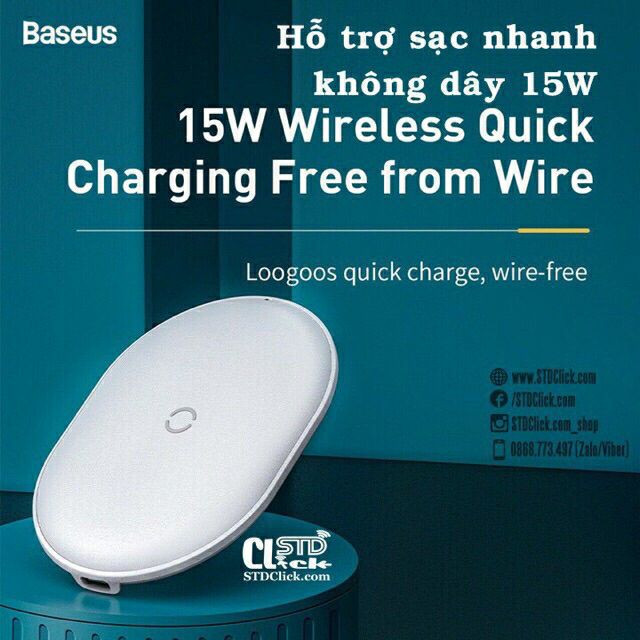 Đế sạc nhanh không dây BASEUS 15w cho smarphone và cho airport - hàng chính hãng có bảo hành