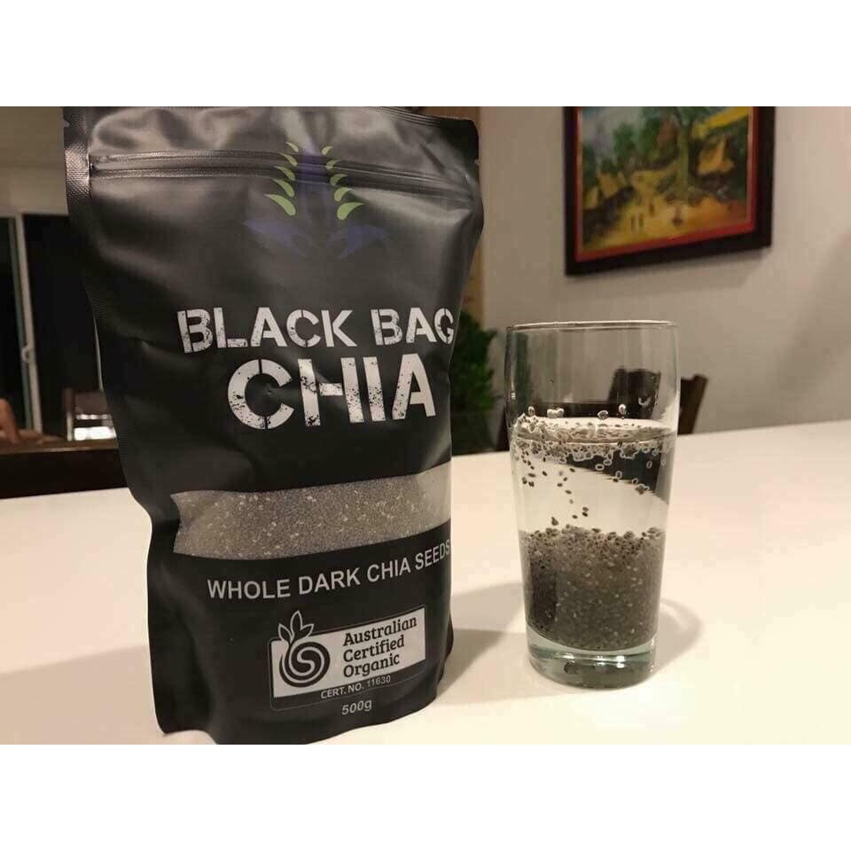 HẠT CHIA ÚC BLACK BAG (TÚI 500GR), hạt chia dùng được cho người tiểu đường.