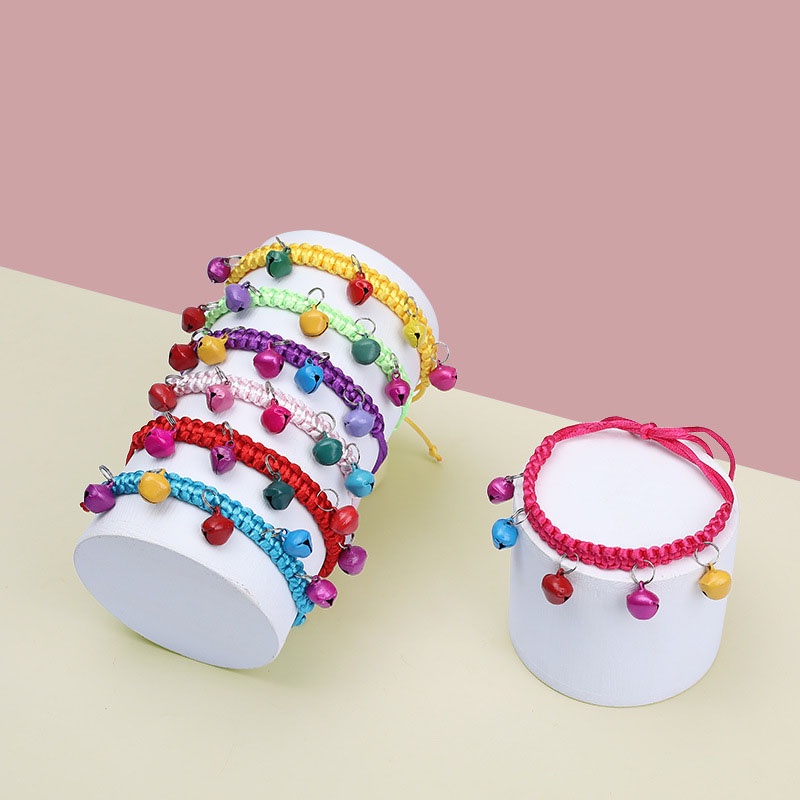 Vòng Cổ Dây Thừng Cotton Bện Thủ Công Nhiều Màu Có Chuông Cho Thú Cưng