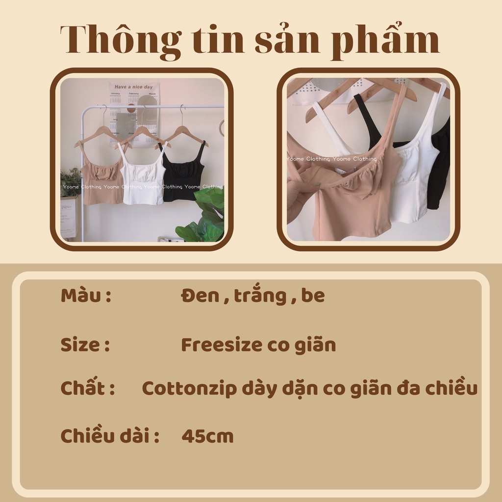 Áo hai dây nhún ngực ôm 2 lớp dày dặn cho nữ Yoomeclothing