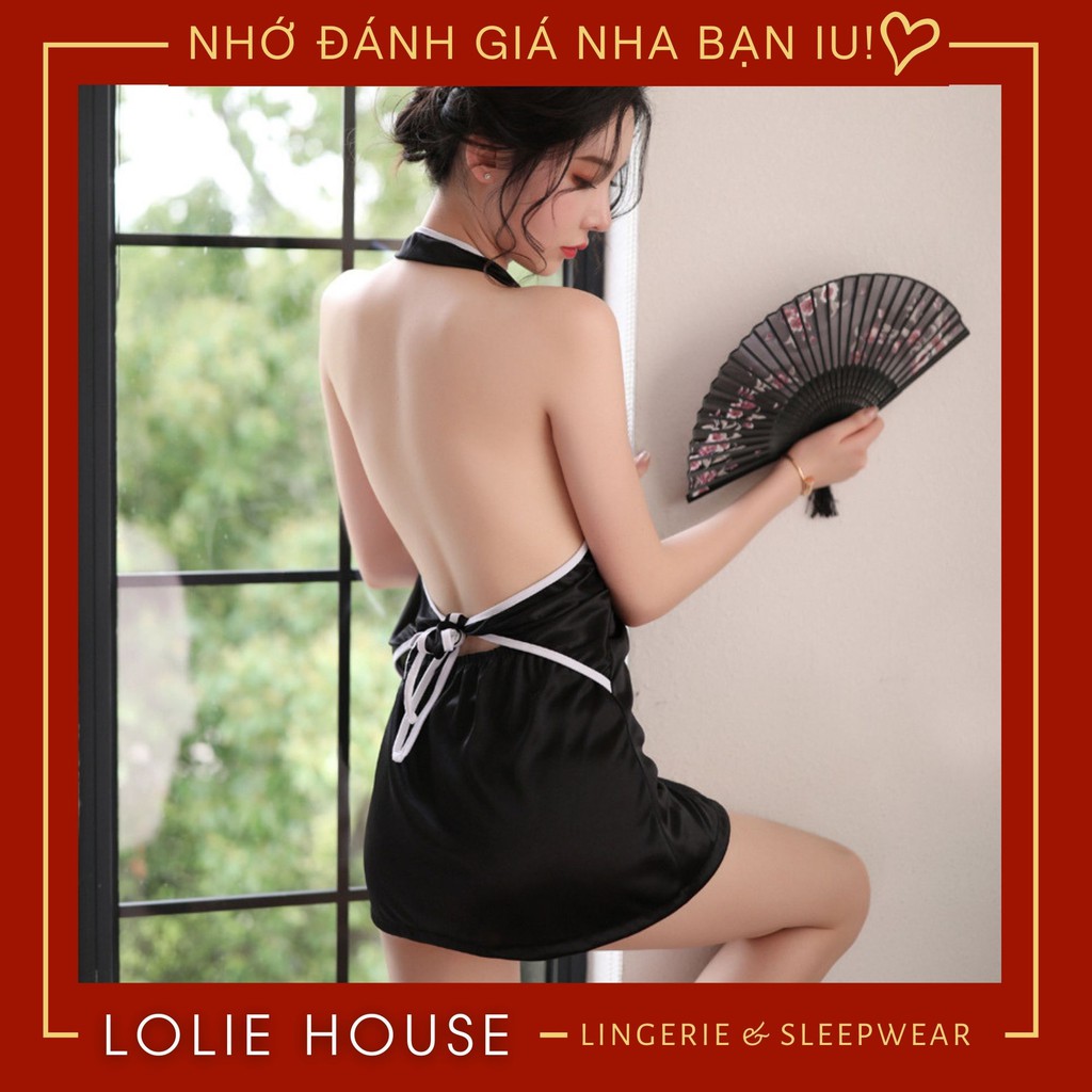Cosplay Sườn Xám Nút Trắng Xẻ Tà Sexy - Set váy ngủ sexy cosplay sườn xám LOLIE HOUSE - CP16 | BigBuy360 - bigbuy360.vn