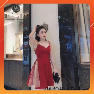 Big size đầm tay lưới - 2 màu đỏ và đen - size l xl xxl