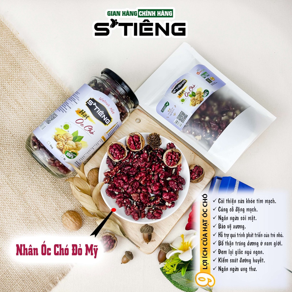 500Gr Nhân Hạt Óc Chó Đỏ Nhập Khẩu Mỹ STIENG Tách Sạch Vỏ
