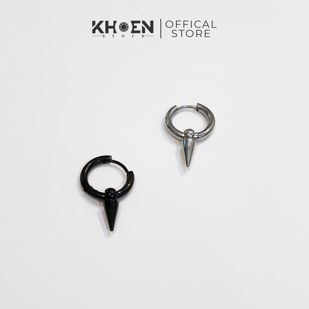 (1 Chiếc) Khuyên tai Tròn thanh nhọn màu bạc và đen - Khoen Store