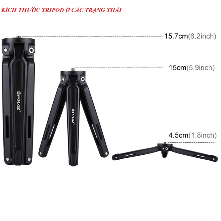 Tripod mini bằng kim loại hãng Puluz dùng cho điện thoại - máy ảnh - Gimbal