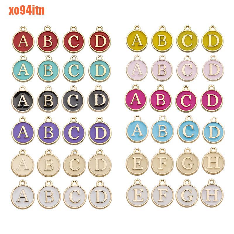 CHARMS Bộ 26 Mặt Dây Chuyền Hình Chữ Cái Tiếng Anh Tráng Men 15x12mm