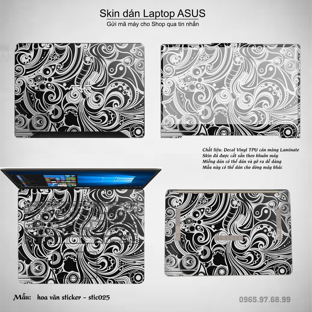 Skin dán Laptop Asus in hình Hoa văn sticker nhiều mẫu 5 (inbox mã máy cho Shop)