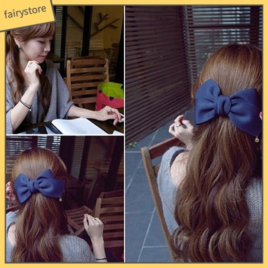 Kẹp Tóc Hình Nơ Vải Trơn Màu Đơn Giản Thanh Lịch Dành Cho Nữ