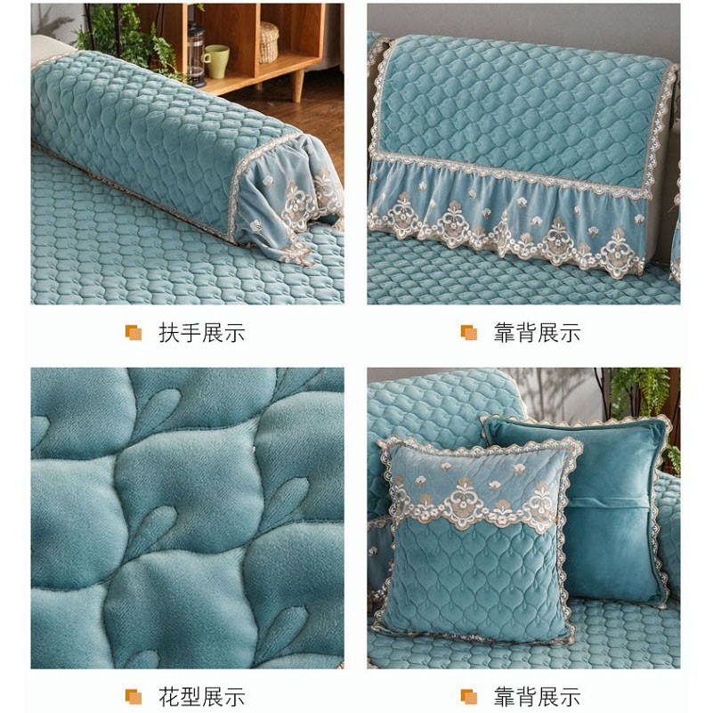 Vỏ Bọc Đệm Ghế Sofa Bằng Vải Nhung Pha Lê Không Trượt Phong Cách Châu Âu Đơn Giản