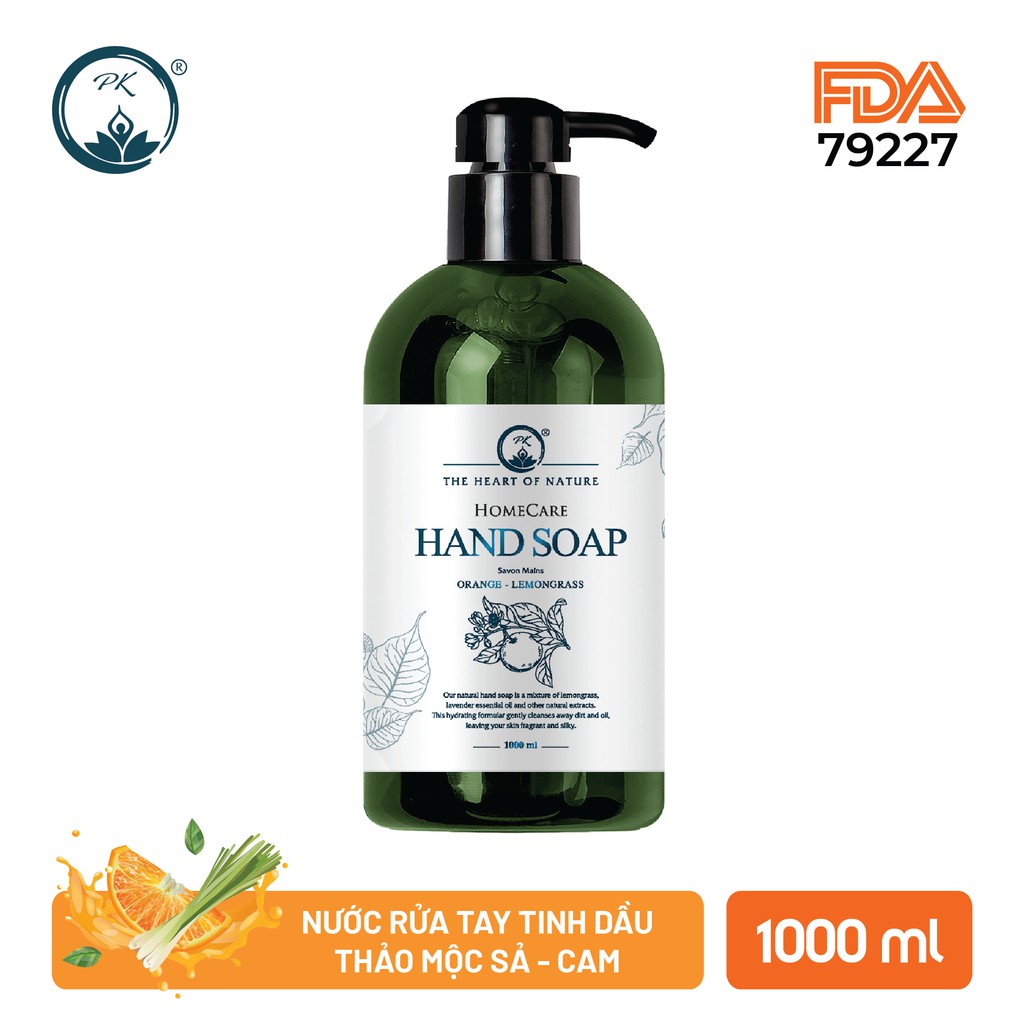 [Mã FMCG8 - 8% đơn 250K] Nước rửa tay PK Cam Sả 1000ml thành phần tinh dầu thảo mộc - An toàn cho bé, Dưỡng tay cho mẹ