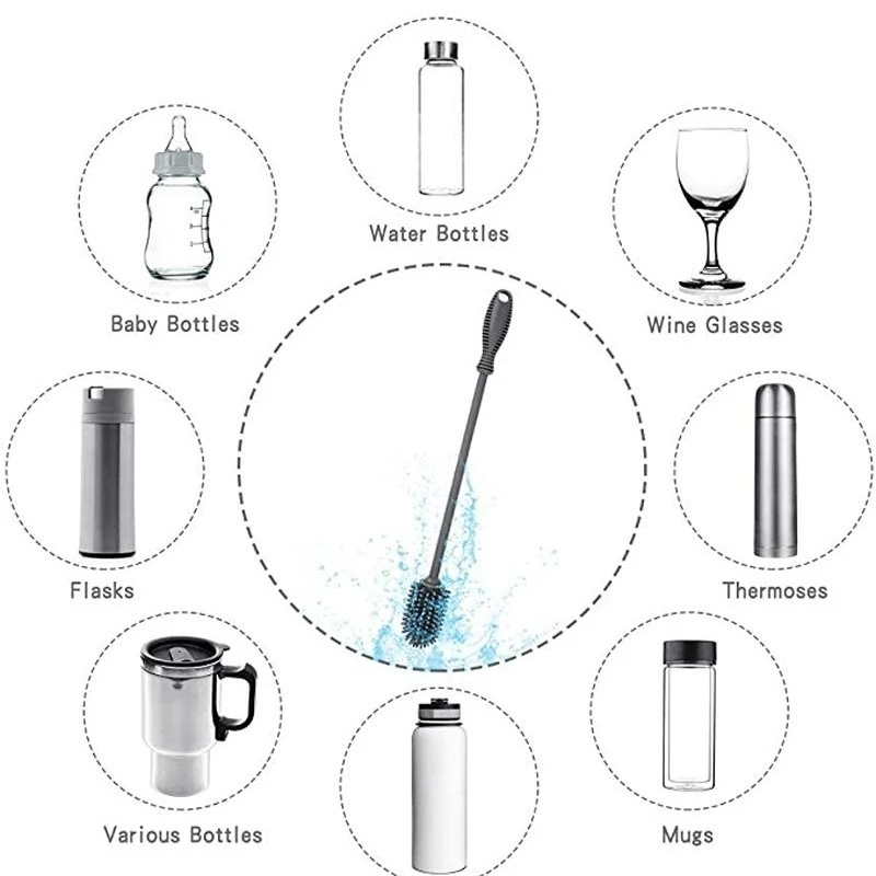 Bàn Chải Silicone Vệ Sinh Ly Cốc Chai Lọ Đa Năng 3 Màu TPR