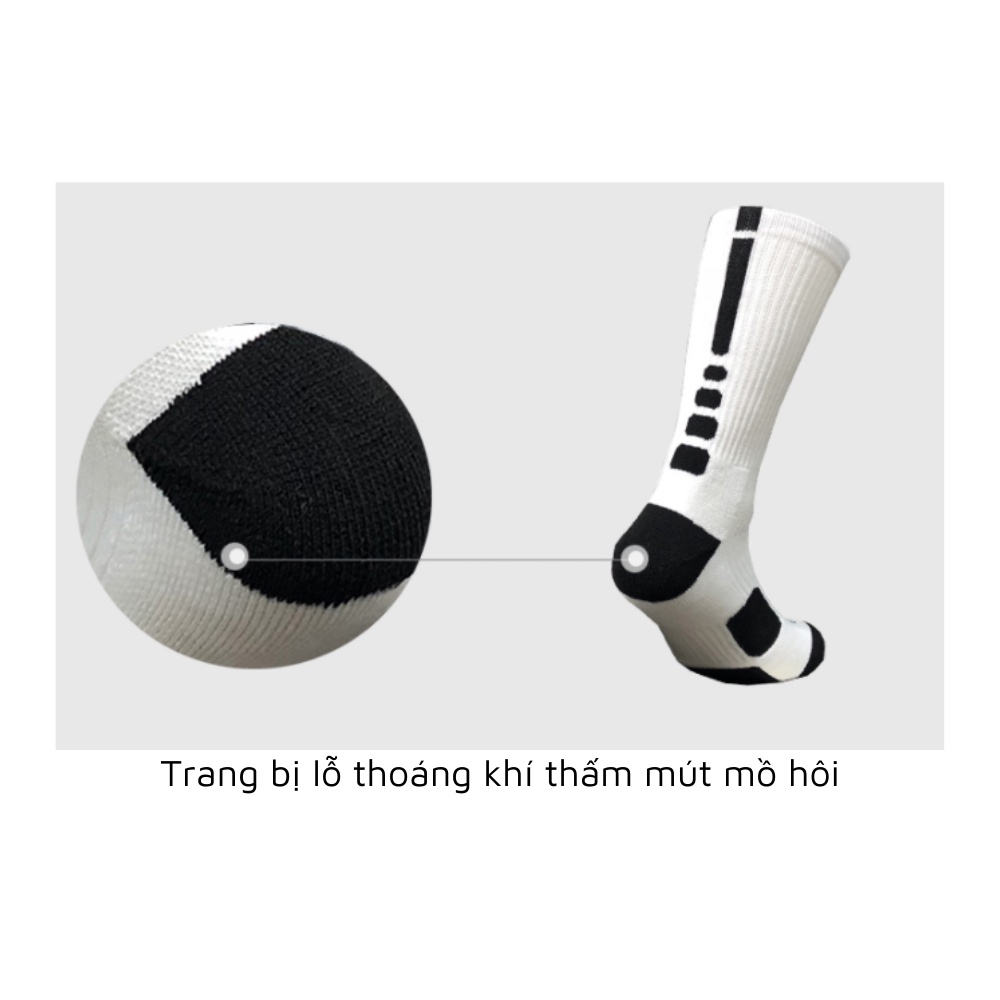 Tất vớ Nike cao cổ Nike Elite Basketball White/Black hàng xuất khẩu