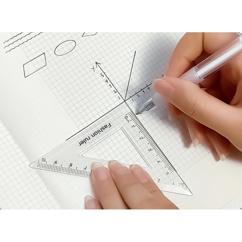 Bộ dụng cụ học tập 4 món thước kẻ, eke, đo độ đa năng - Thước đo 20cm nhiều hình con vật dễ thương cho học sinh