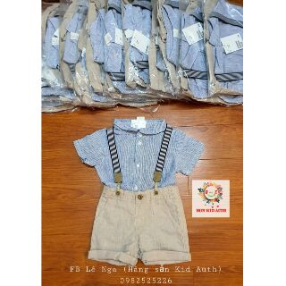 Set công tử sơ mi, quần short kèm đai HM H&M Us size 6-9, 9-12, 12-18m