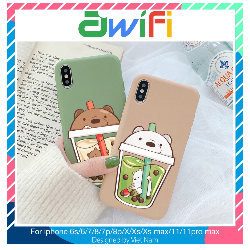 Ốp lưng iphone nước gấu trơn 5/5s/6/6plus/6s/6splus/7/7plus/8/8plus/x/xr/xs/11/12/pro/max/plus/promax - Awifi Case E3-6