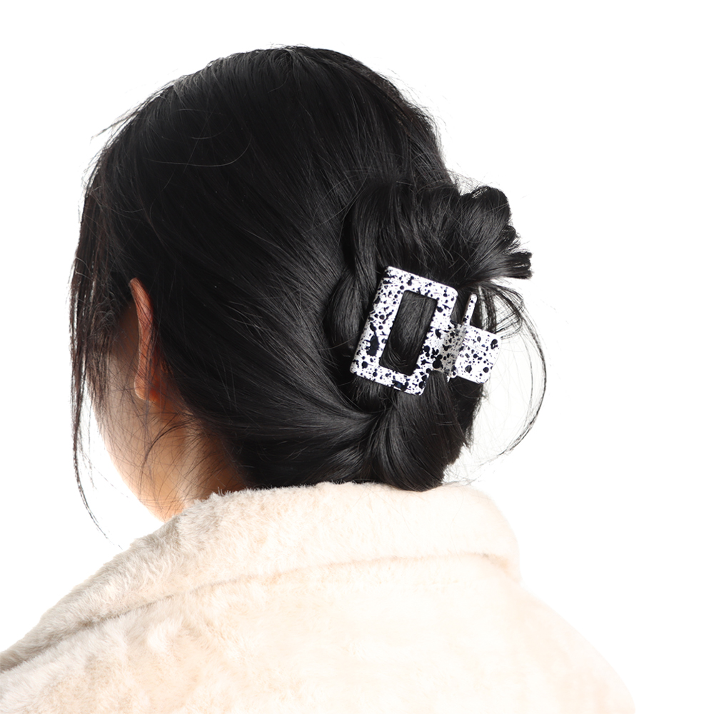 WATTLE Fashion Hair Claw Clip Strong Hold Barrette Hair Clamps Hair Accessories Women Girls Black White Acrylic Large Hairpins/Multicolor