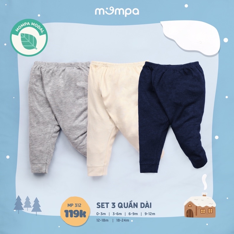 Set 3 quần mompa dành cho bé size từ 6-9m đến 18-24m