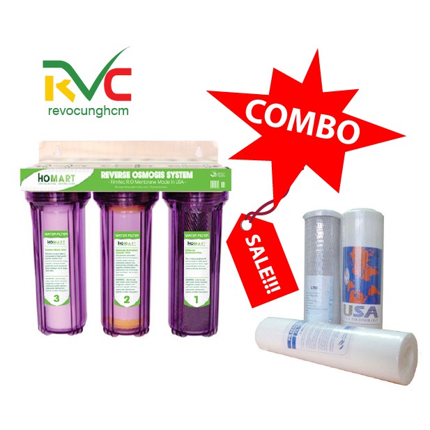 Bộ Lọc Nước Sinh Hoạt - Máy lọc nước - Lọc Thô Đầu Nguồn 3 Cấp Ly 10 Inch Trong + BỘ 3 LÕI LỌC 10 inch