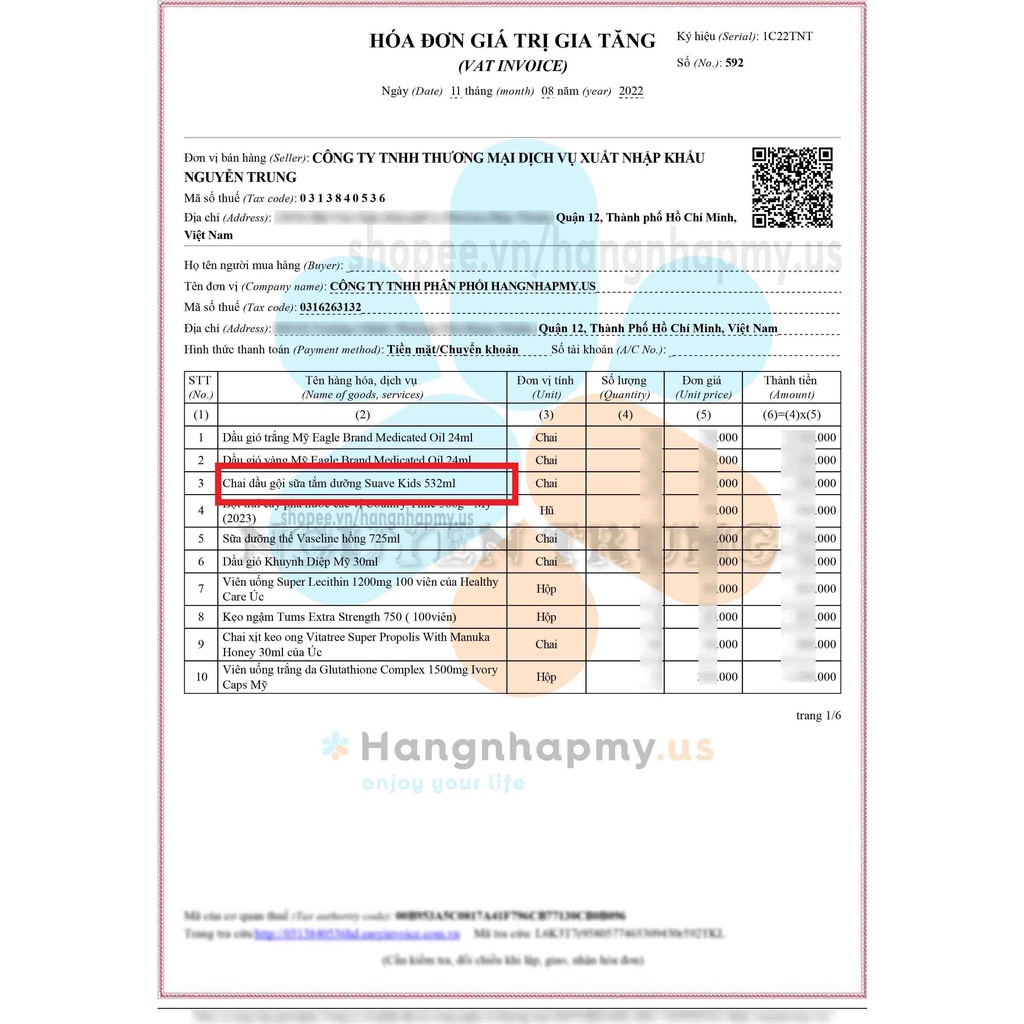 Dầu gội kết hợp dầu xả 2 trong 1 Suave Kids chai 532ml của Mỹ