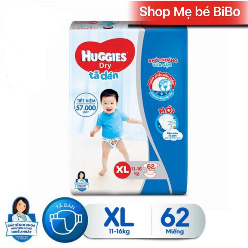 TÃ DÁN HUGGIES CỰC ĐẠI M76,L68,XL62,XXL56 MIẾNG