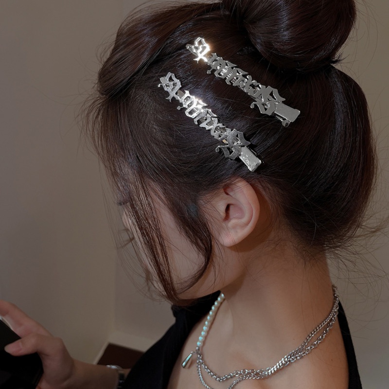 Kẹp tóc mái bên bằng kim loại màu bạc thời trang mùa hè cho nữ