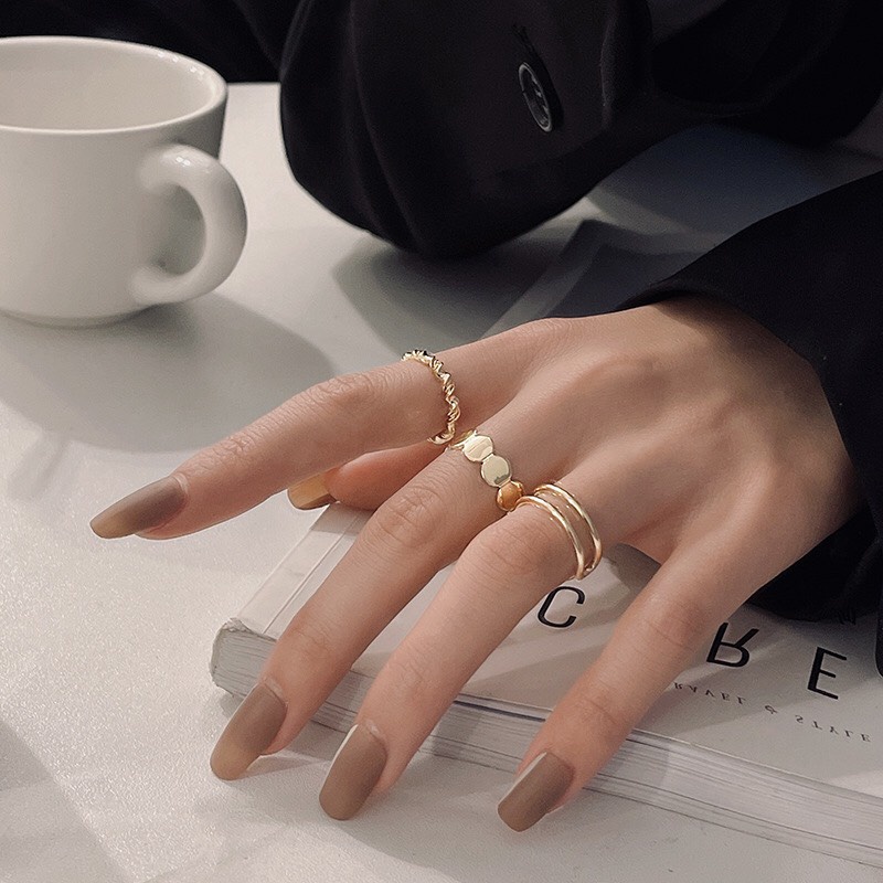 Set Bộ Nhẫn Bạc Dạng Hở Tuỳ Chỉnh Nhiều Kích Cỡ Kiểu Dáng Đơn Giản Tinh Tế Thời Trang Hàn Quốc Dobi N4